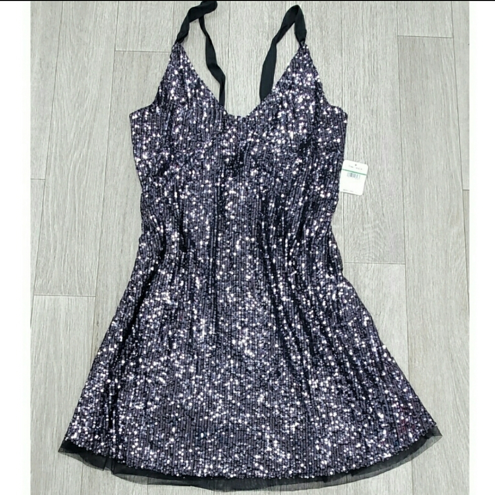 Free People Gold Rush Night Combo Sequin Mini Dress Party Cocktail Evening NYE - Picture 4 of 6